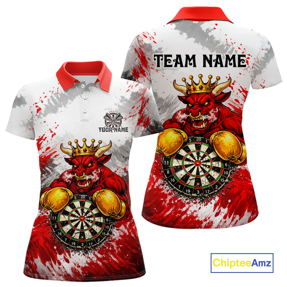 Personalized Black And Red Grunge Bull Darts Shirt For Women Custom Darts Jersey Team Polo & 1/4 Zip TDM5648