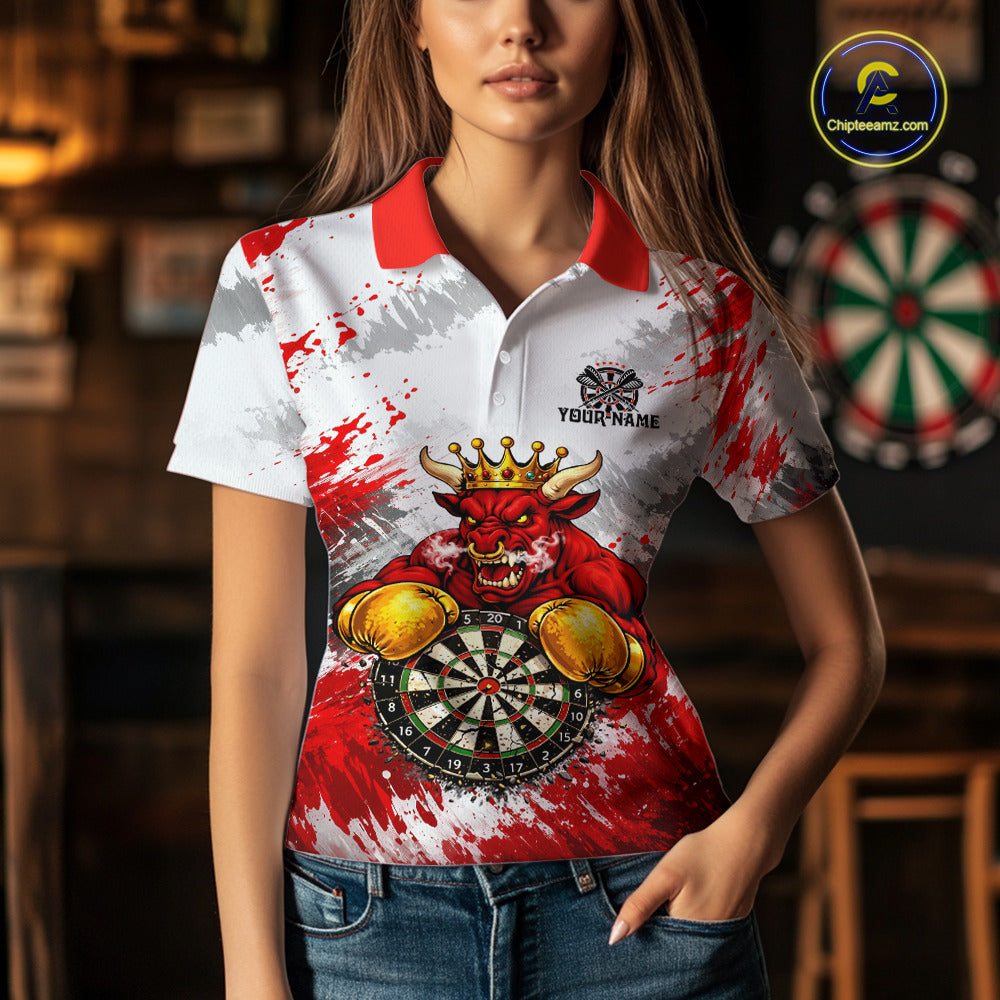 Personalized Black And Red Grunge Bull Darts Shirt For Women Custom Darts Jersey Team Polo & 1/4 Zip TDM5648
