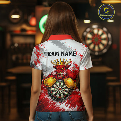 Personalized Black And Red Grunge Bull Darts Shirt For Women Custom Darts Jersey Team Polo & 1/4 Zip TDM5648