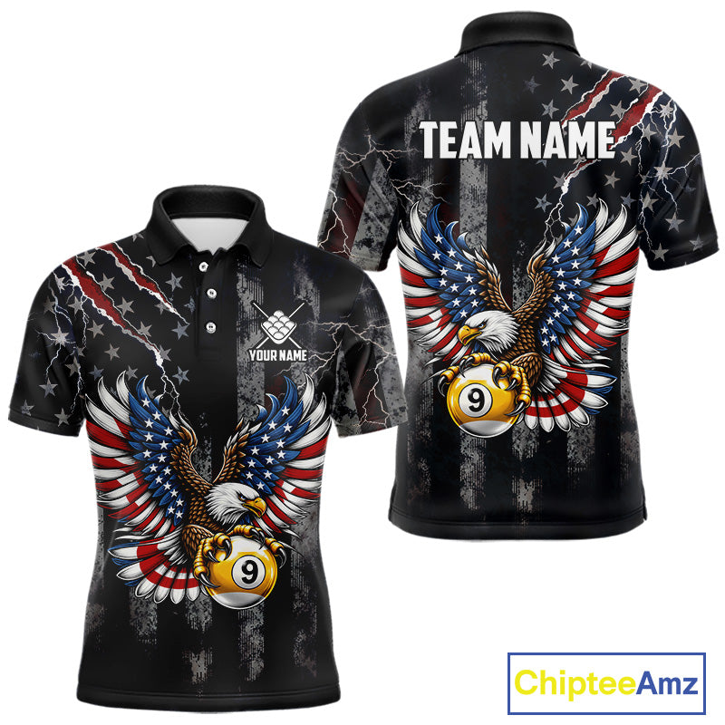 Vintage American Flag Eagle Patriotic Billiard Shirt For Men Custom 9 Ball Pool Team Jersey TDM7787