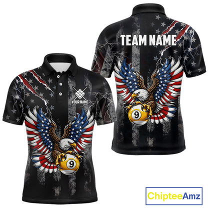 Vintage American Flag Eagle Patriotic Billiard Shirt For Men Custom 9 Ball Pool Team Jersey TDM7787
