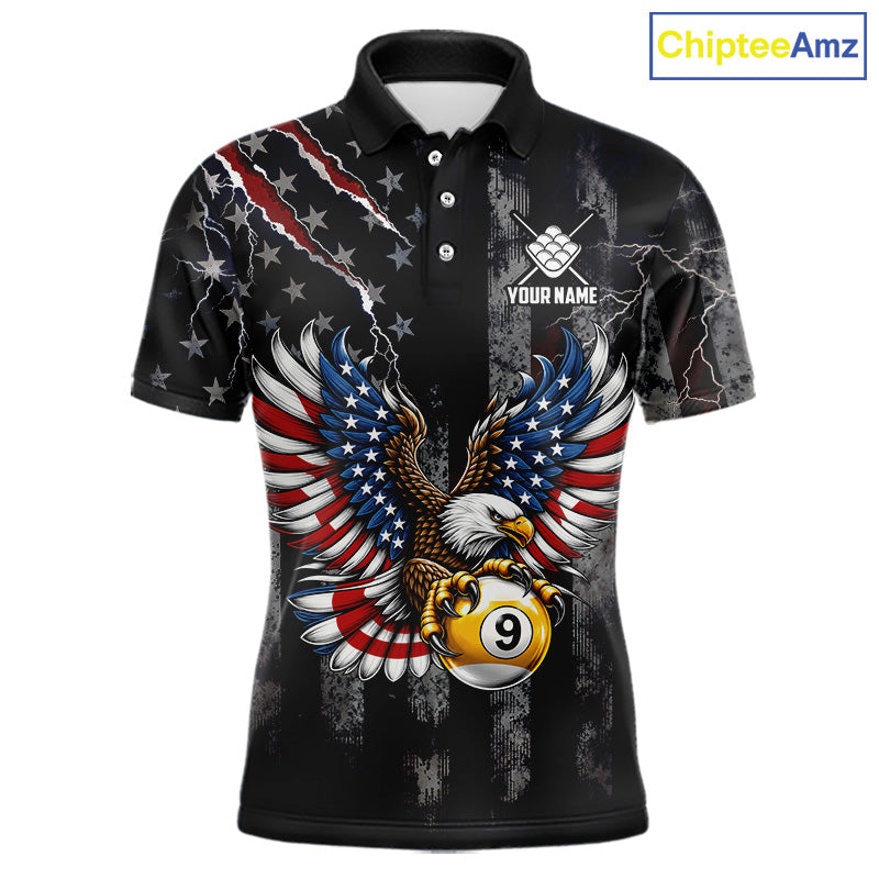 Vintage American Flag Eagle Patriotic Billiard Shirt For Men Custom 9 Ball Pool Team Jersey TDM7787