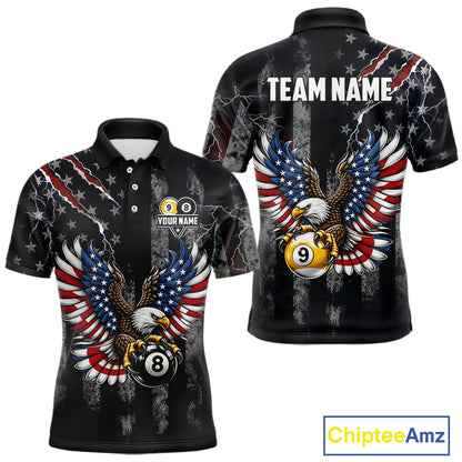 Vintage American Flag Eagle Patriotic Billiard Shirt For Men Custom 8 Ball 9 Ball Pool Team Jersey TDM7788
