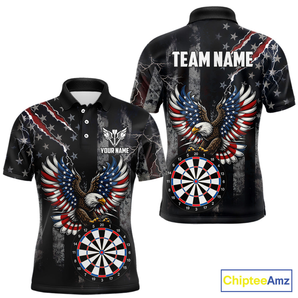 Vintage American Flag Eagle Patriotic Darts Shirt For Men Custom Darts League Team Jersey TDM7789