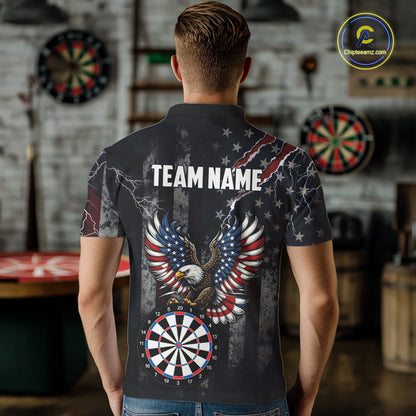 Vintage American Flag Eagle Patriotic Darts Shirt For Men Custom Darts League Team Jersey TDM7789