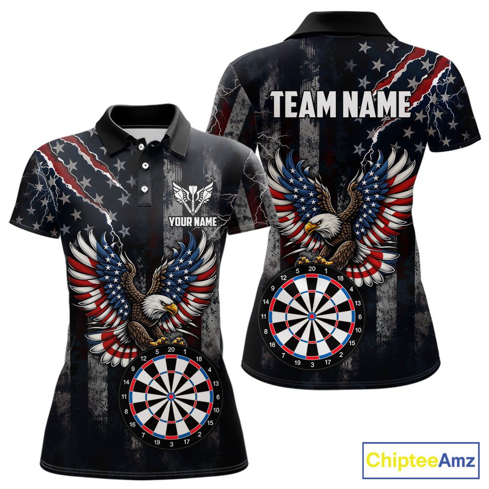 Vintage American Flag Eagle Patriotic Darts Shirt For Women Custom Darts League Team Jersey TDM7789