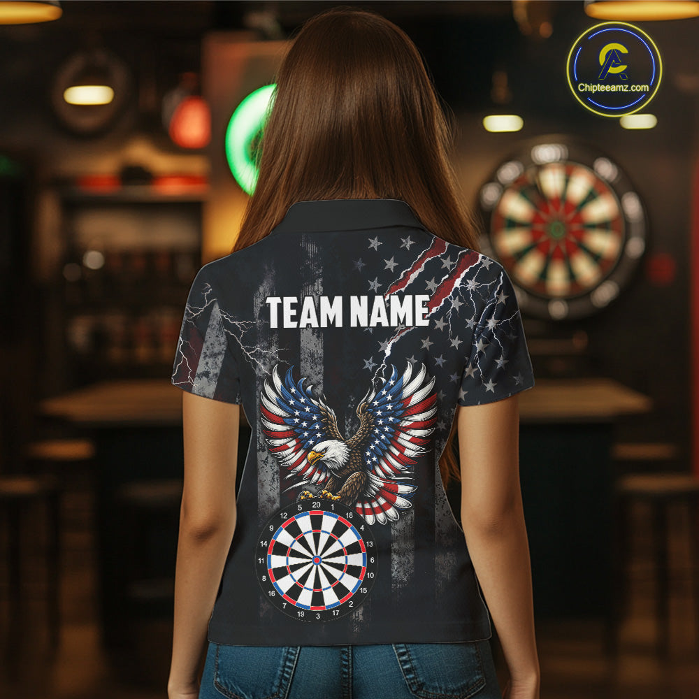 Vintage American Flag Eagle Patriotic Darts Shirt For Women Custom Darts League Team Jersey TDM7789
