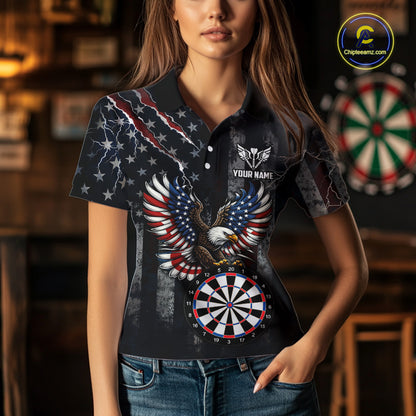 Vintage American Flag Eagle Patriotic Darts Shirt For Women Custom Darts League Team Jersey TDM7789