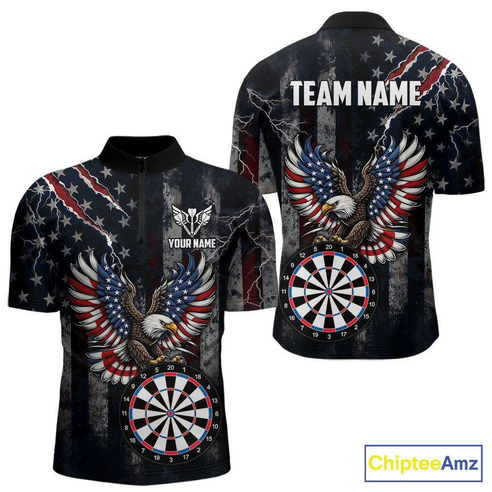 Vintage American Flag Eagle Patriotic Darts Shirt For Men Custom Darts League Team Jersey TDM7789