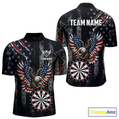 Vintage American Flag Eagle Patriotic Darts Shirt For Men Custom Darts League Team Jersey TDM7789