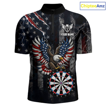 Vintage American Flag Eagle Patriotic Darts Shirt For Men Custom Darts League Team Jersey TDM7789