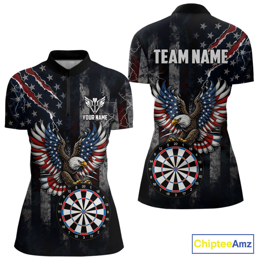 Vintage American Flag Eagle Patriotic Darts Shirt For Women Custom Darts League Team Jersey TDM7789