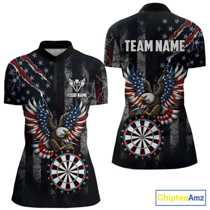 Vintage American Flag Eagle Patriotic Darts Shirt For Women Custom Darts League Team Jersey TDM7789