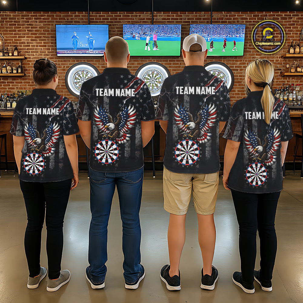 Vintage American Flag Eagle Patriotic Darts Shirt For Men Custom Darts League Team Jersey TDM7789