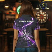 Load image into Gallery viewer, Personalized Purple Lightning Womens Dart Shirts Custom Glowing Darts Team Jersey Polo &amp; 1/4 Zip TDM5159