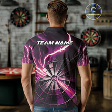 Load image into Gallery viewer, Personalized Pink Lightning Mens Dart Shirts Custom Glowing Darts Team Jersey Polo &amp; 1/4 Zip TDM5160