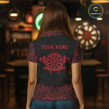 Load image into Gallery viewer, Black And Red Custom Tribal Darts Shirt For Women, Personalized Darts Jersey Team Polo &amp; Quarter Zip TDM5391