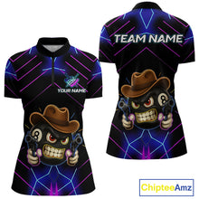 Load image into Gallery viewer, Funny Neon 8 Ball Pool Billiard Shirt For Women Custom Billiard Team Jersey Polo &amp; 1/4 Zip TDM5405