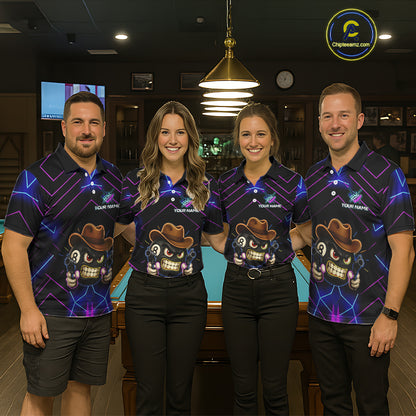 Funny Neon 8 Ball Pool Billiard Shirt For Women Custom Billiard Team Jersey Polo & 1/4 Zip TDM5405