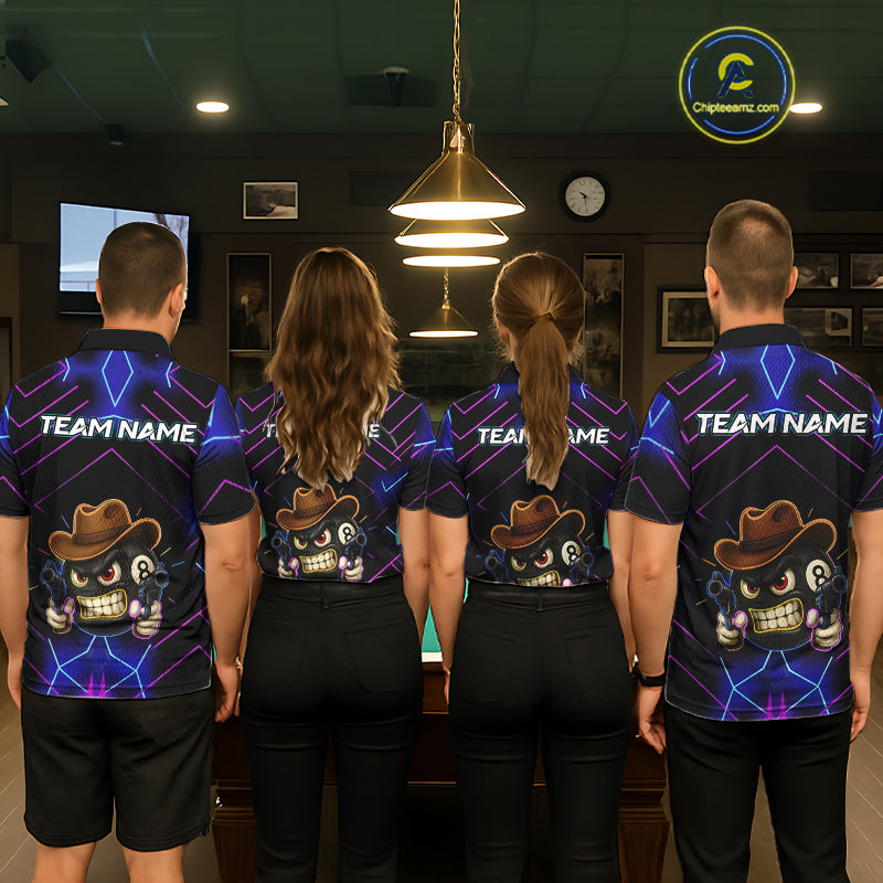 Funny Neon 8 Ball Pool Billiard Shirt For Women Custom Billiard Team Jersey Polo & 1/4 Zip TDM5405