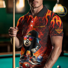 Load image into Gallery viewer, Funny 8 Ball Pool Flaming Billiard Shirt For Men Custom Billiard Team Jersey Polo &amp; 1/4 Zip TDM5900