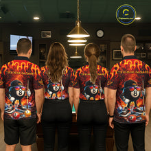 Load image into Gallery viewer, Funny 8 Ball Pool Flaming Billiard Shirt For Men Custom Billiard Team Jersey Polo &amp; 1/4 Zip TDM5900