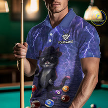 Load image into Gallery viewer, Purple Funny Cat Lightning Billiard Shirt For Men Custom 8 Ball Pool Team Jersey Polo &amp; 1/4 Zip TDM5912
