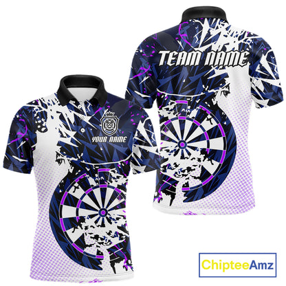 Personalized Paint Splash Darts Shirt For Men Custom Darts Jersey Team Polo & 1/4 Zip |Purple TDM6064