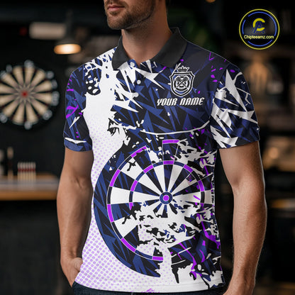 Personalized Paint Splash Darts Shirt For Men Custom Darts Jersey Team Polo & 1/4 Zip |Purple TDM6064