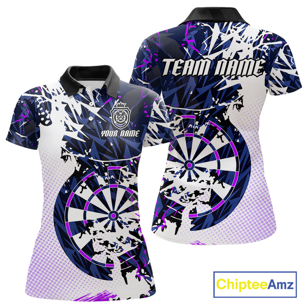 Personalized Paint Splash Darts Shirt For Women Custom Darts Jersey Team Polo & 1/4 Zip |Purple TDM6064