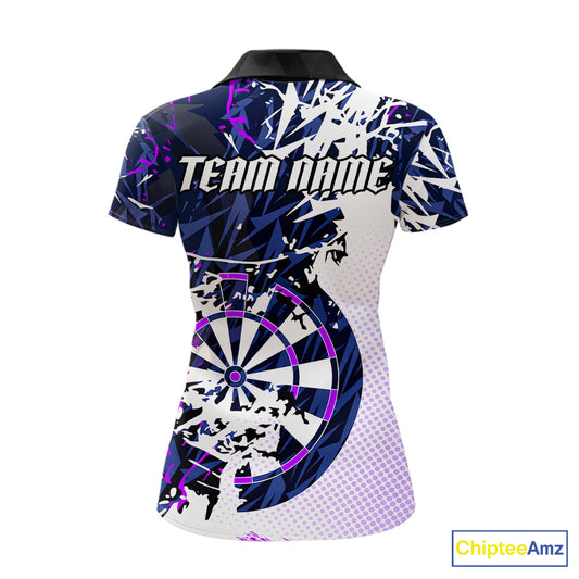 Personalized Paint Splash Darts Shirt For Women Custom Darts Jersey Team Polo & 1/4 Zip |Purple TDM6064