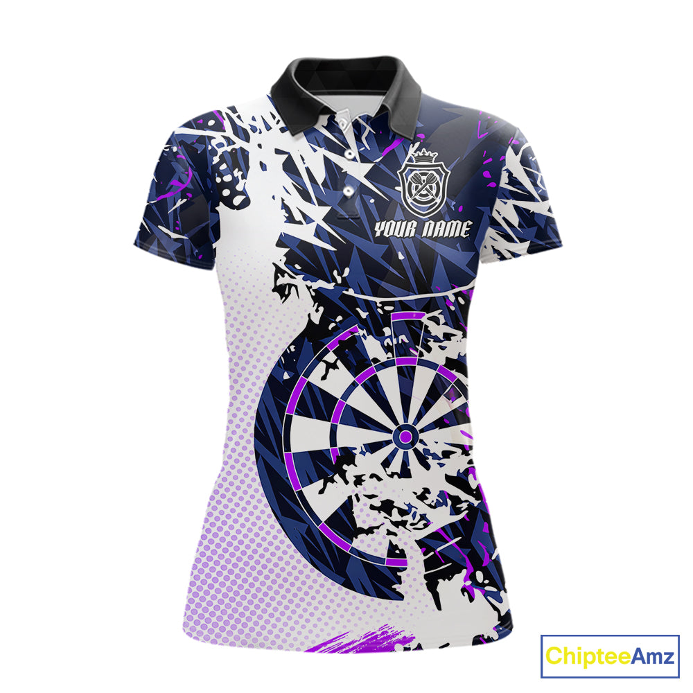 Personalized Paint Splash Darts Shirt For Women Custom Darts Jersey Team Polo & 1/4 Zip |Purple TDM6064