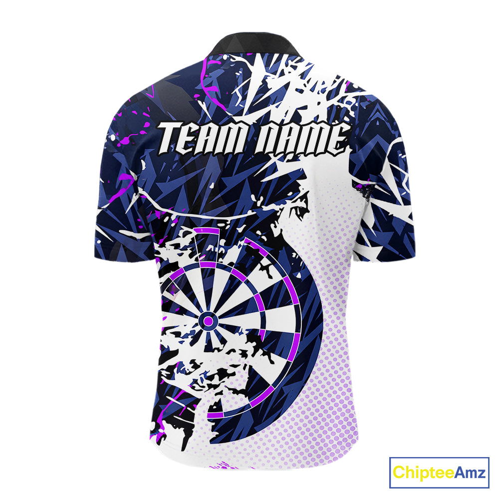 Personalized Paint Splash Darts Shirt For Men Custom Darts Jersey Team Polo & 1/4 Zip |Purple TDM6064