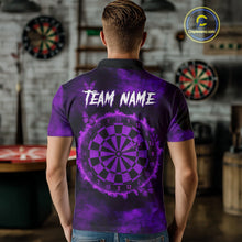 Load image into Gallery viewer, Black And Purple Grunge Skull Butterflies Darts Shirt For Men Custom Dart Jersey Polo &amp; 1/4 Zip TDM4994