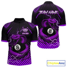 Load image into Gallery viewer, Personalized Purple 8 Ball Lightning Cobra Snake Men&#39;s Billiards Shirts Custom Pool Team Jerseys TDM5199