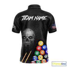 Load image into Gallery viewer, Personalized Grunge Skull Billiard Shirt For Men Custom Pool Team Jersey Polo &amp; 1/4 Zip TDM5920