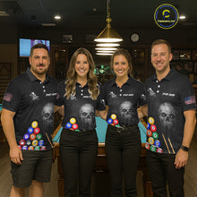 Load image into Gallery viewer, Personalized Grunge Skull Billiard Shirt For Men Custom Pool Team Jersey Polo &amp; 1/4 Zip TDM5920