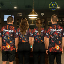 Load image into Gallery viewer, Orange Flaming Grim Reaper Billiard Shirt For Men Custom Fire Pool Team Jersey Polo &amp; Quarter Zip TDM6077