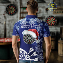 Load image into Gallery viewer, Blue Christmas Snowflake Pattern Darts Shirt For Men Custom Dart Jersey, Xmas Darts Gifts TDM5224