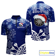 Load image into Gallery viewer, Blue Christmas Snowflake Pattern Darts Shirt For Men Custom Dart Jersey, Xmas Darts Gifts TDM5224