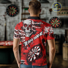 Load image into Gallery viewer, Personalized Red Grunge Skull Darts Shirt For Men Custom Darts Team Jersey Polo &amp; Quarter Zip TDM5028