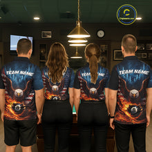 Load image into Gallery viewer, American Flag Eagle 8 Ball Flame Billiard Shirt For Men Custom Patriotic Pool Jersey Polo, 1/4 Zip TDM5754