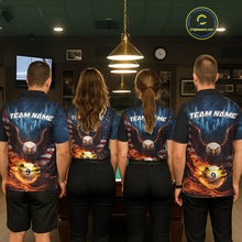 Load image into Gallery viewer, American Flag Eagle 8 Ball &amp; 9 Ball Flame Billiard Shirt For Women Custom Patriotic Billiard Jersey TDM5755