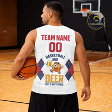 Load image into Gallery viewer, Funny Basketball And Beer Custom Argyle Basketball Shirt, Personalized Basketball Jersey For Team TDM5786