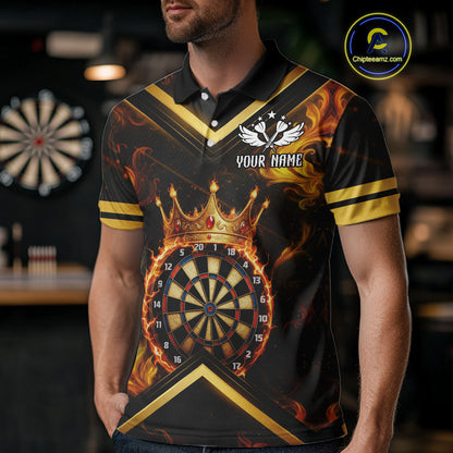 Black And Gold Dartboard Crown Darts Shirt For Men Custom Dart Jerseys Team Polo & 1/4 Zip TDM5278