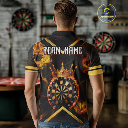 Black And Gold Dartboard Crown Darts Shirt For Men Custom Dart Jerseys Team Polo & 1/4 Zip TDM5278