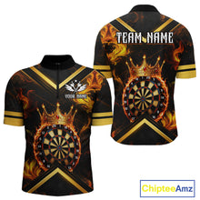 Load image into Gallery viewer, Black And Gold Dartboard Crown Darts Shirt For Men Custom Dart Jerseys Team Polo &amp; 1/4 Zip TDM5278