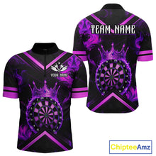 Load image into Gallery viewer, Black And Purple Dartboard Crown Darts Shirt For Men Custom Dart Jerseys Team Polo &amp; 1/4 Zip TDM5279