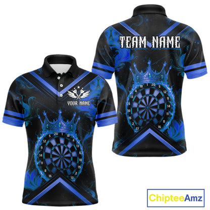 Black And Blue Dartboard Crown Darts Shirt For Men Custom Dart Jerseys Team Polo & 1/4 Zip TDM5526