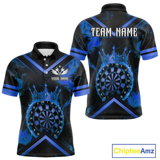 Black And Blue Dartboard Crown Darts Shirt For Men Custom Dart Jerseys Team Polo & 1/4 Zip TDM5526